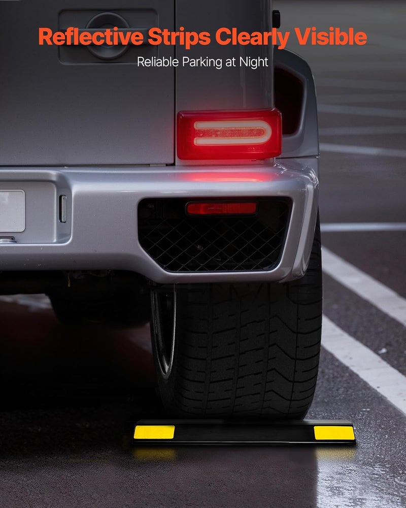 VEVOR Parking Stopper, 18 Inch 2 Pcs Heavy Duty Parking Aid for Garage, PP Curb Garage Floor Stopper with Reflective Strips, Vehicles Gadgets for Cars Vans Trucks Tire Wheel Guide Block Stops Bumpers - Image 4